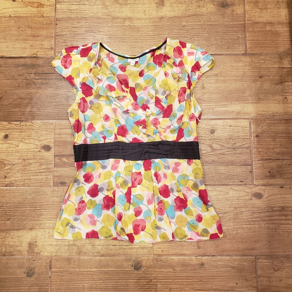 Anthropologie Odille floral cap sleeve blouse Size 12